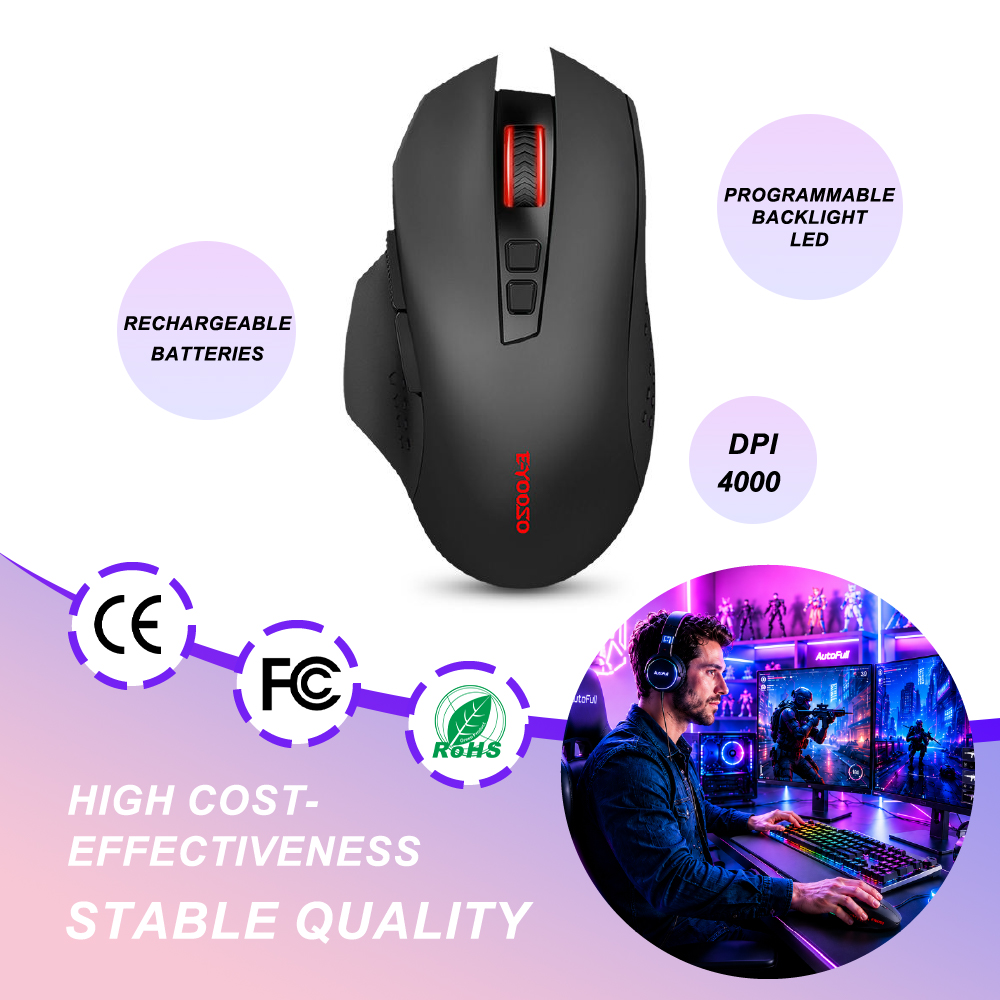 Wireless Gaming Mouse - Mouse da Gaming Wireless Mini Silenzioso